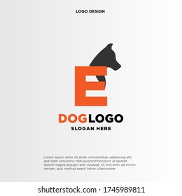 Initial Letter E Dog Logo Design Template