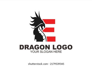initial Letter E dragon logo