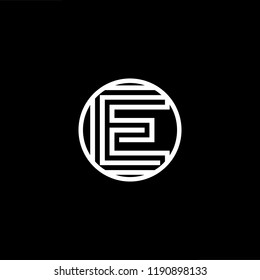 Initial letter E EE EEE OE EO minimalist art monogram shape logo, white color on black background.