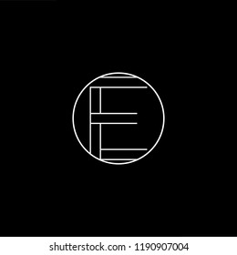 Initial letter E EE OE EO minimalist art monogram shape logo, white color on black background.