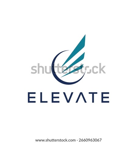 initial letter E elevate logo design template