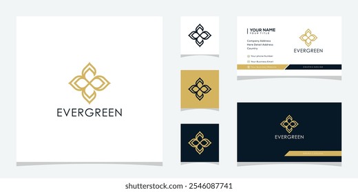 Initial letter E evergreen logo design graphic, business card vector template