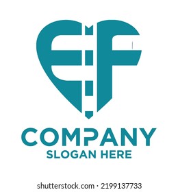 Initial letter E F logo vector design template