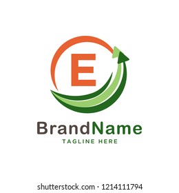 Initial Letter E Finance Logo Design Arrow Ilustration