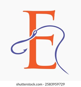 Initial Letter E Fishing Hook Logo Design Concept For Fishing Logo Company