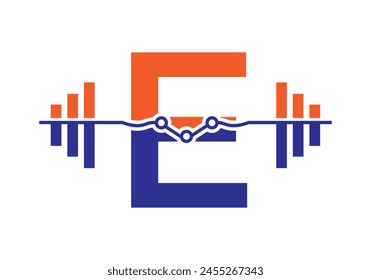 Letra Inicial E Concepto De Logotipo De Fitness Con Icono De Mancuernas. Símbolo de gimnasio