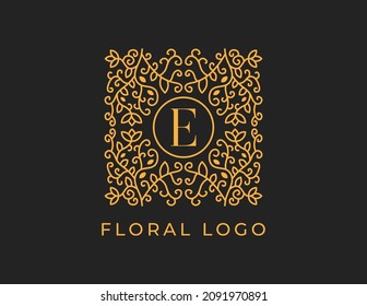 initial letter E Floral Logo Vector Design illustrations Template. 
Vector Logo design for natural products, flower shop, cosmetics, Organic, ecology concepts, health, spa.