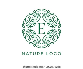 initial letter E Floral Logo Vector Design illustrations Template. 
Vector Logo design for natural products, flower shop, cosmetics, Organic, ecology concepts, health, spa.