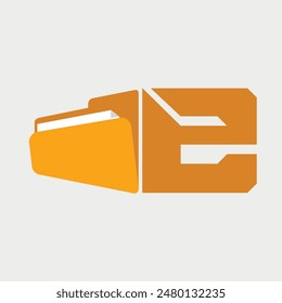 Initial Letter E Folder Logo. Vector Illustration.