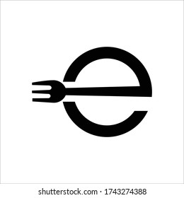 Initial letter E fork vector logo simple graphic template