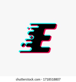 initial letter E with glitch liquid effect
