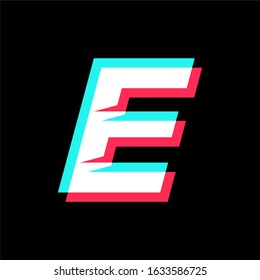 initial letter E with glyph effect.