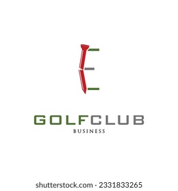 Initial Letter E Golf Club Icon Logo Design Template