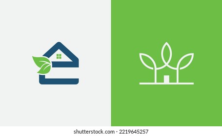 initial Letter e Green House Logo Concept sign icon symbol Element Design. Home, Real Estate, Realtor, Mortgage Logotype. Vector illustration