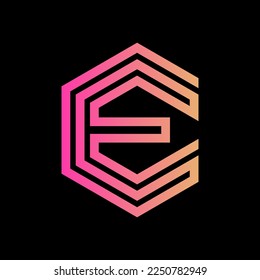 Initial Letter E Hexagon Logo Design Stock Vector