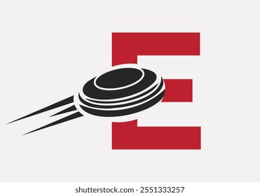 Initial Letter E Hockey Puck Logo Vector Template