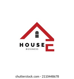 Initial letter E house icon logo design inspiration