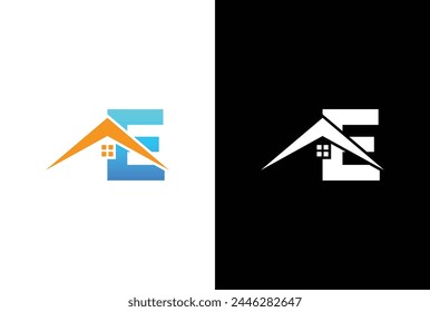 Initial letter E with house logo icon design vector. letter E with house logo design template inspiration.