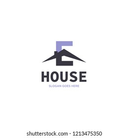 Initial Letter E House Real Estate Logo Design 