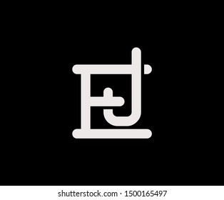 Initial letter E and J, EJ, JE, overlapping interlock logo, monogram line art vintage style on black background