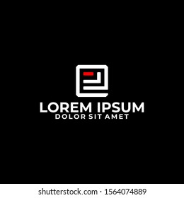 Initial letter e L logo template with modern square shape in flat design illustration