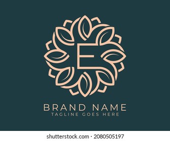 initial letter E Leaf Flower logo. Floral Logo Vector illustrations. Vector Logo design for natural products, flower shop, cosmetics, Floral, Organic, ecology concepts, health, spa.