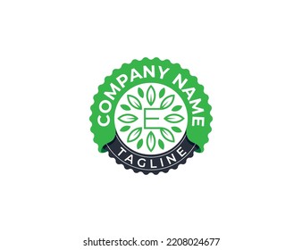 initial Letter E with Leaf Flower Stamp Badge Logo Concept symbol sign icon Design Element. Natural Products, Cosmetics, Ecology, health Care, spa, Floral Logotype. Vector illustration template
