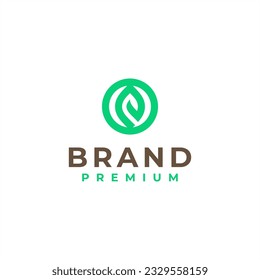 initial letter e leaf nature logo design
