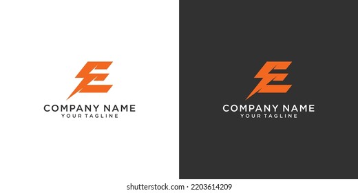 Initial letter E with lightning bolt logo vector design