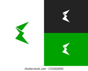 Initial letter E with lightning. Electric logo vector. Abstract shape icon. Flash vector logotype. Mockup symbol for corporate branding identity.