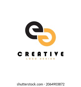 Initial Letter E and A Linked Logo. Black and Gold Letter EA AE infinite shape. Modern Monogram Logo. Design Vector Icon Template Element