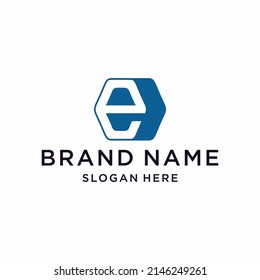 Initial Letter E Linked Logo. Red and White Geometric Shape Origami Style isolated on Double Background. Usable for Business and Branding Logos. Flat Vector Logo Design Template Element