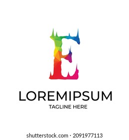 initial letter E linked lowercase logo pink blue purple