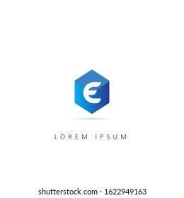 Initial Letter E Logo with Box Element, Design Vector Box Logo template