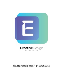 Initial letter E logo with colorful circle background, letter combination logo design for creative industry, web, business and company. - Vector