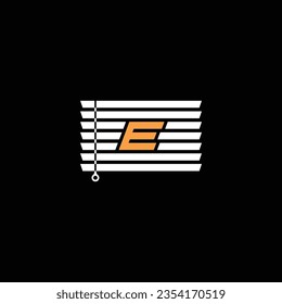 Initial Letter E Logo Concept roller blinds. Usable for Business and Branding Logos. Flat Vector Logo Design Template