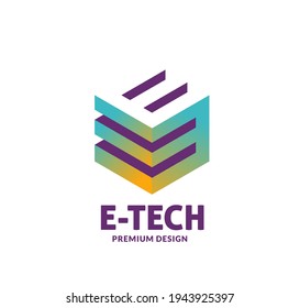 Initial  letter E Logo as Cube Design Colorful vector