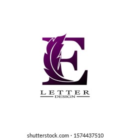 Initial Letter E Logo. Design concept  luxury feather element and Letter E for corperate, lawyer, notary, firm and more brand identity.