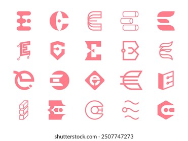 Initial Letter E Logo Element Set