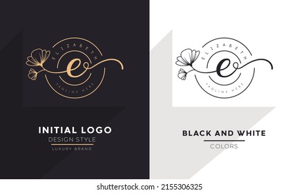 initial letter e logo, flower handwriting logo design, vector logo for women beauty, salon, massage, cosmetic or spa brand.