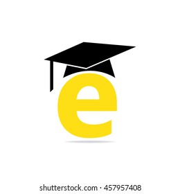 Initial Letter E Logo With Graduation Cap 