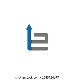 Initial letter E logo with grow up shape for growing success business company, ui and ux, website or mobile application. Connected arrow up, growth, progress integrate and success concept.