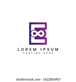 initial letter E logo with infinity symbol mark logo design template.