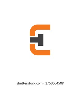initial letter E logo, line art style design template