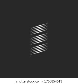 Initial letter E logo modern creative abstract monogram, metalic smooth thin lines three stripes, elite business card emblem