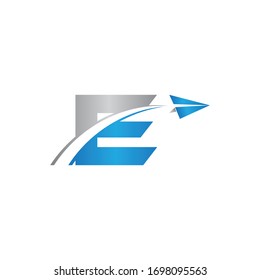 initial letter e logo Origami paper plane
