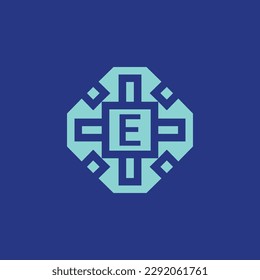 Letra inicial logotipo E emblema de marco moderno ornamental
