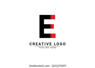 Initial Letter E Logo. Red and black  shape E Letter logo with shadow usable for Business and Branding Logos. Flat Vector Logo Design Template Element.