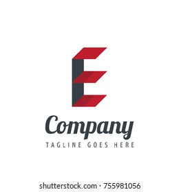 Initial Letter E Logo With Ribbon Style