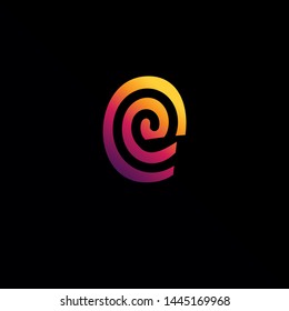 Initial Letter E Logo with Spiral Element